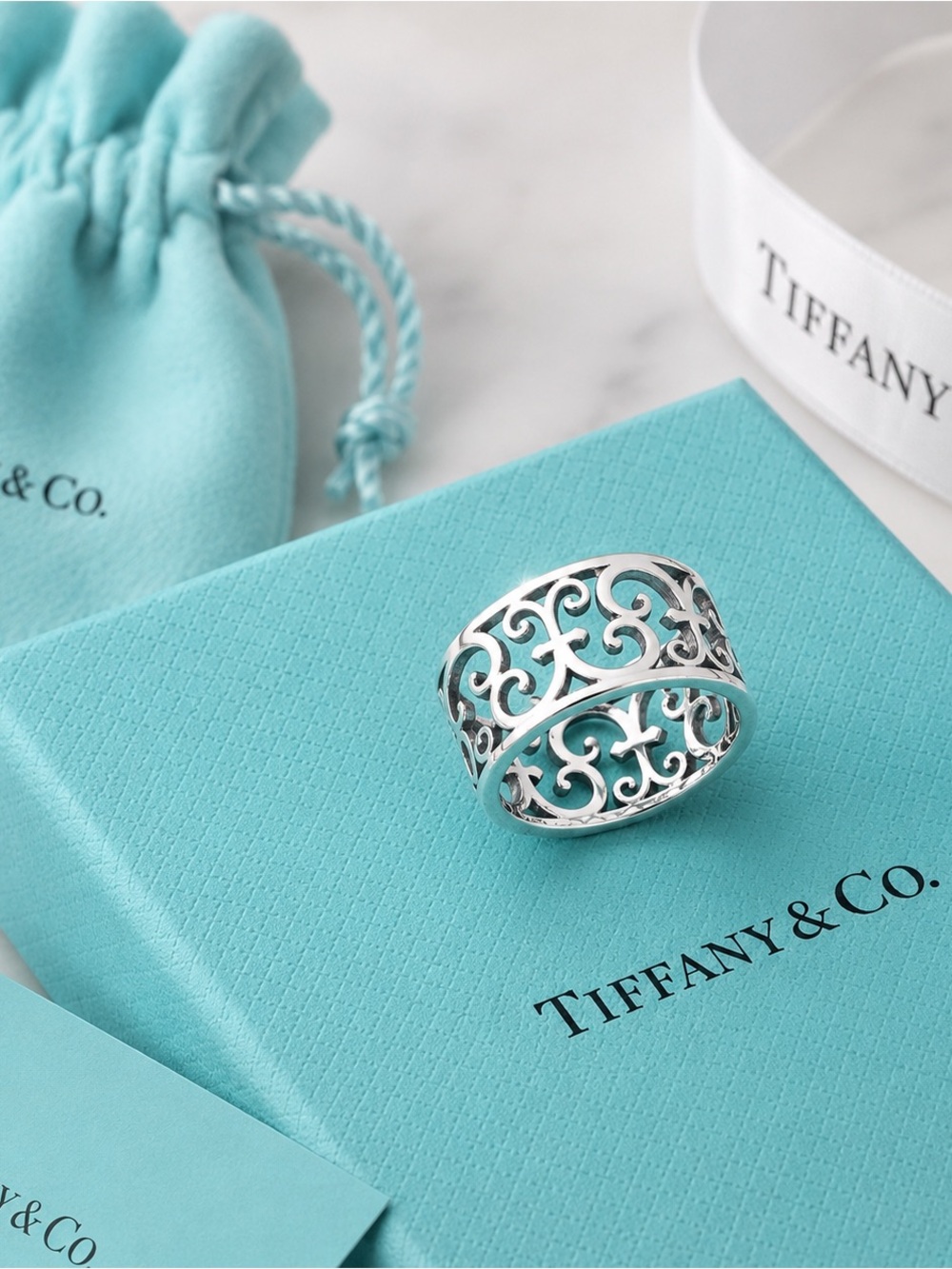 Authenticated Tiffany & Co Enchant Scroll Ring Rare Sterling Silver 925 Sz 6.25 - Picture 1 of 10